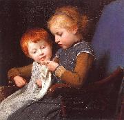 The Little Knitters Albert Anker